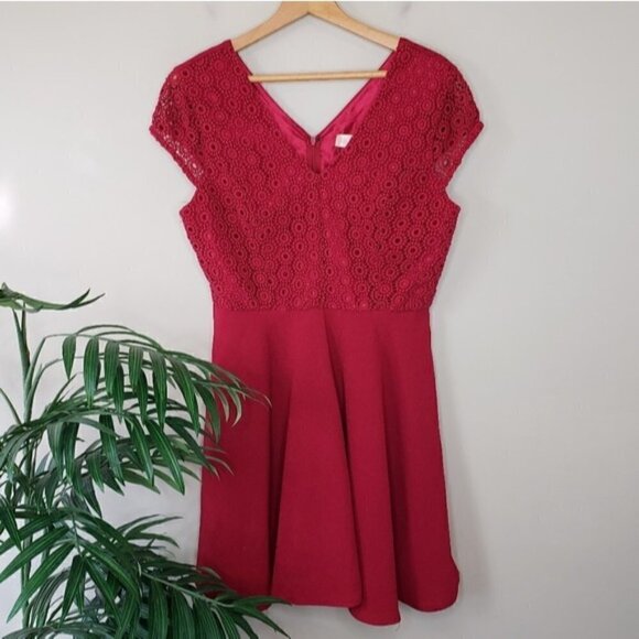Altar'd State | Red Crochet A-line Dress - Picture 1 of 4